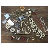 Necklaces, bracelets, earrings, buttons, etc.