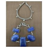 .925 Signed Bracelets Blue And Clear Stones