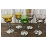 5 Chrome Wine/cordial Glasses