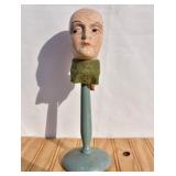 Antique French (?) Boudoir Doll Head Hat Stand.