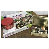 Tins, buttons, vintage