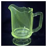 Pattern glass pitcher - Glows green under strong
