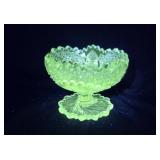 Pinwheel pedestal compote  - Glows green under