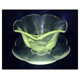 Condiment bowl with under tray - Glows green