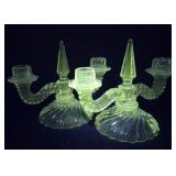 Pair candlesticks  - Glows green under strong UV