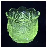 Pattern glass vase  - Glows green under strong UV