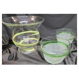 3pcs Swirl Hand Blown Art Glass Bowls / Vase