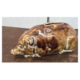 Antique Brown porcelain? / earthenware? piggy