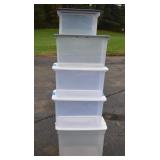 5 Clear Plastic Totes w/Lids