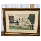 Helen Zimmerman watercolor boat in the marina