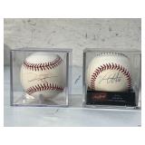 2 Autographed Official Major League Baseballs/