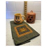 4" handmade pottery pumpkin mug, 5" ceramic