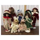 Doll collection some with stands