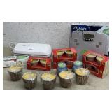 Rival Food Saver, Scale, Terracotta Candels etc.