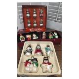 Figural Christmas ornaments snowman, nutcracker,