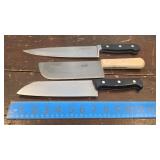 3 chef knives - Henckels, Calphalon & Pallares