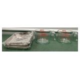2 - 4 cup Pyrex & 7 Heavy stainless trays - great
