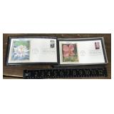 1st Day Of Issue Stamps, Flower Envelopes, Silk-