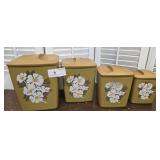 Retro avocado green floral canister set - plastic