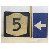 Route 5 & Directional Arrow Sign / Aluminum