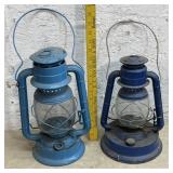 2 blue Dietz Lanterns