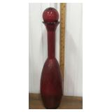 Large red glass bottle w/ stopper