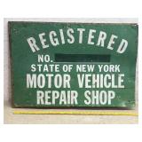 Motor Vehicle Repair Shop Sign/ Green/ mounted on