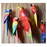 Colorful Hand Painted Wood Parrots