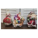 3 Large Glass Ornaments