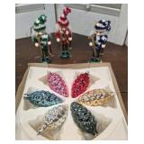 Glass pine cones & wooden nutcrackers ornaments