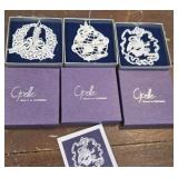 3 Opelle Corning Glass ornaments 1990, 91, 92