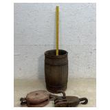 Nail-Keg & 2 Wooden Pulley