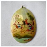 Asian Hand Painted Shell Pendant with Hunting