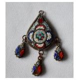 Vintage Venetian Micro Mosaic Glass Teardrop