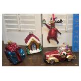 4 Large Glass Ornaments