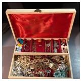 Jewelry box of jewelry, necklaces, bracelets,