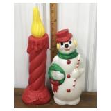 Blow mold snowman, candle