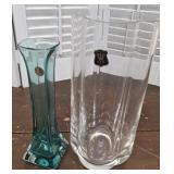 2 art glass vases - Italy & Bleikristall