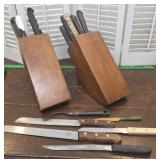 2 Knife Blocks With Knives