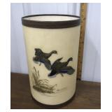 Signed, Bacova Guild, handmade wastebasket w/
