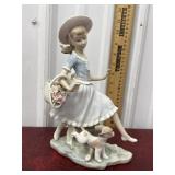 LLADRO "Country lass with dog" *has chip on back