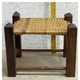 Wooden Foot Stool w/ Rattan Top 14/11/10