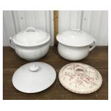 2 Ironstone chamber pots, 4 lids