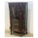 Curved Glass China Cabinet with Claw Feet/ Oak