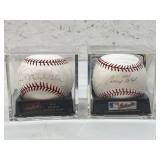 2 Autographed Official Major League Baseballs /