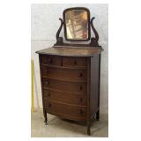 6 Drawer Highboy w/ mirror -Oak 32/40/35