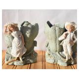 Antique German Bisque Double Spill Vases Boy &