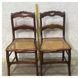 2 Rose Carved Chairs Cain Seats