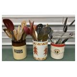 Lot of kitchen utensils with 3 holders