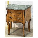 2 Drawer French Marble Top Stand w/brass handles